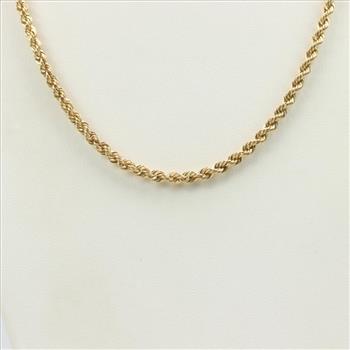 18kt Gold Hollow Rope Chain Necklace