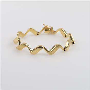 18kt Gold Hollow Wave Link Bracelet