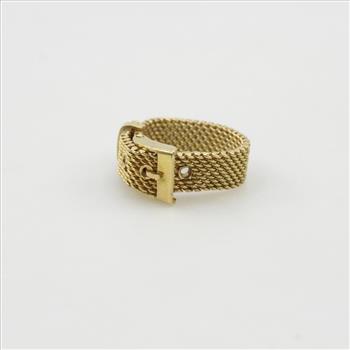 18kt Gold Mesh Buckle Ring