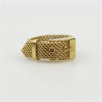 18kt Gold Mesh Buckle Ring