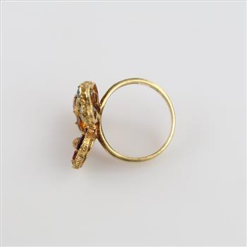 18kt Gold Multi Color Stone Flower Ring