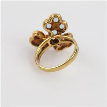 18kt Gold Multi Color Stone Flower Ring