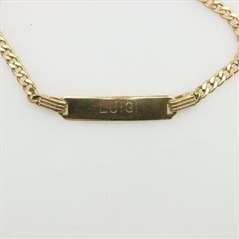 18kt Gold Name Plate Curb Chain Bracelet