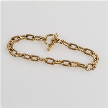 18kt Gold Oval Twisted Rope Link Chain Bracelet -Evaluated By Our Certified Gemologist-AGS/GIA