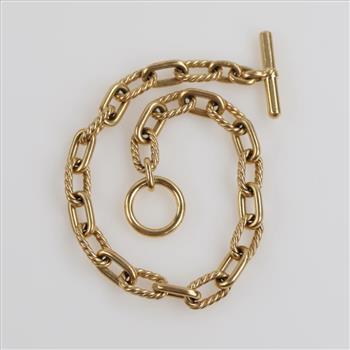 18kt Gold Oval Twisted Rope Link Chain Bracelet -Evaluated By Our Certified Gemologist-AGS/GIA