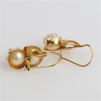 18kt Gold Pearl Drop Earrings