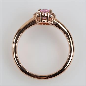 18kt Gold Pink Stone Diamond Accent Ring