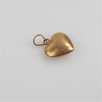 18kt Gold Puffy Hollow Heart Pendant