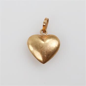 18kt Gold Puffy Hollow Heart Pendant