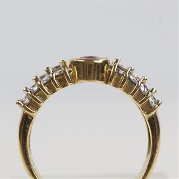 18kt Gold Red Ruby Diamond Accent Ring- Evaluated By Our Certified Gemologist-AGS/GIA