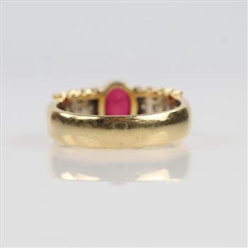 18kt Gold Red Ruby Diamond Accent Ring- Evaluated By Our Certified Gemologist-AGS/GIA
