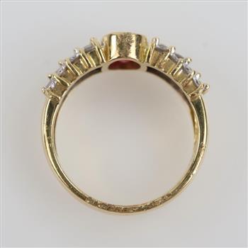 18kt Gold Red Ruby Diamond Accent Ring- Evaluated By Our Certified Gemologist-AGS/GIA