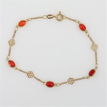 18kt Gold Red Stone Bracelet