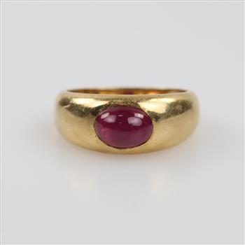 18kt Gold Red Stone Ring