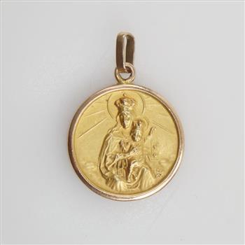 18kt Gold Religious Hollow Pendant