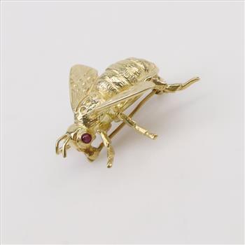 18kt Gold Ruby Bee Pin