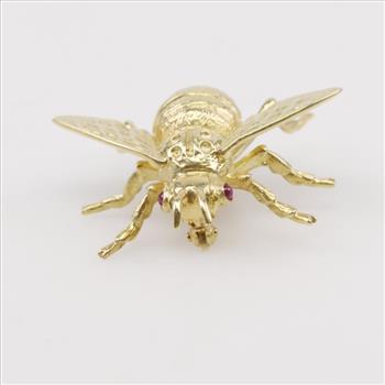 18kt Gold Ruby Bee Pin