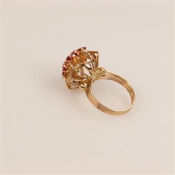 18kt Gold Ruby Flower Dome Ring