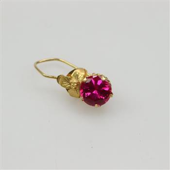 18kt Gold Ruby Single Earring