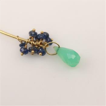 18kt Gold Sapphire Beads And Green Boule Pendant