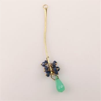 18kt Gold Sapphire Beads And Green Boule Pendant