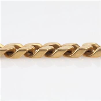18kt Gold Semi-Hollow Curb Link Chain Bracelet-Evaluated By Our Certified Gemologist-AGS/GIA