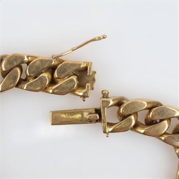 18kt Gold Semi-Hollow Curb Link Chain Bracelet-Evaluated By Our Certified Gemologist-AGS/GIA