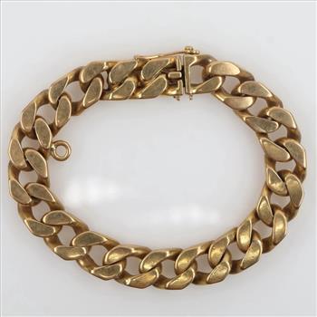18kt Gold Semi-Hollow Curb Link Chain Bracelet-Evaluated By Our Certified Gemologist-AGS/GIA