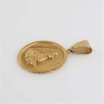 18kt Gold Semi-hollow Religious Pendant