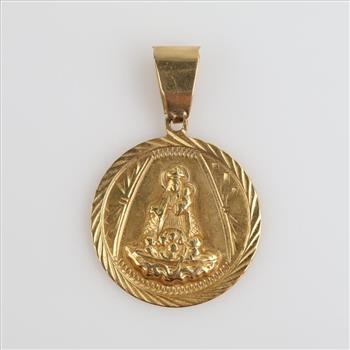18kt Gold Semi-hollow Religious Pendant