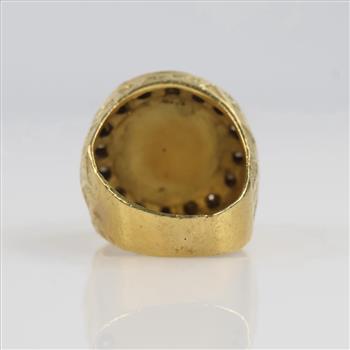 18kt Gold Signet BMW Diamond Ring-Evaluated By Our Certified Gemologist-AGS/GIA