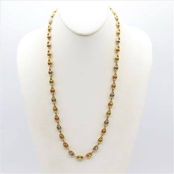 18kt Gold Tri-color Hollow Chain Necklace