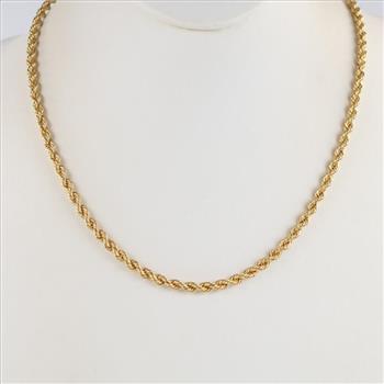 18kt Gold Twisted Rope Chain Necklace-Evaluated By Our Certified Gemologist - AGS/GIA