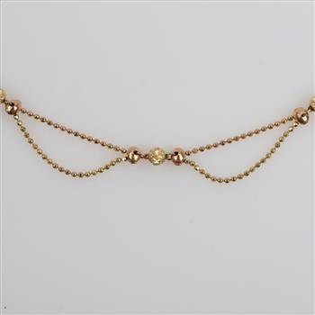 18kt Gold Two-tone Double Strand Hollow Beaded Bracelet