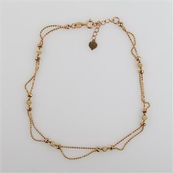 18kt Gold Two-tone Double Strand Hollow Beaded Bracelet