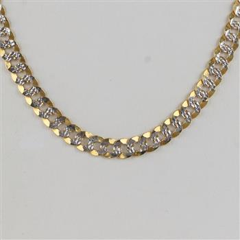 18kt Gold Two-Tone Flat Curb Link Chain Necklace-Evaluated By Our Certified Gemologist-AGS/GIA