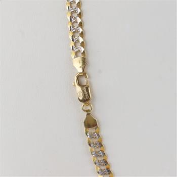 18kt Gold Two-Tone Flat Curb Link Chain Necklace-Evaluated By Our Certified Gemologist-AGS/GIA