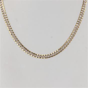 18kt Gold Two-Tone Flat Curb Link Chain Necklace-Evaluated By Our Certified Gemologist-AGS/GIA