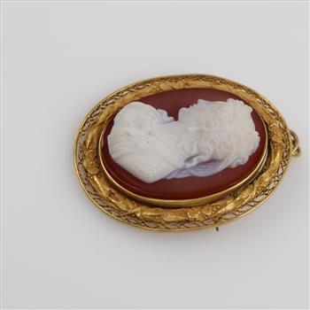 18kt GP Cameo Brooch