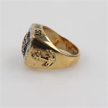 18kt GP Clear Stone US Navy Ring
