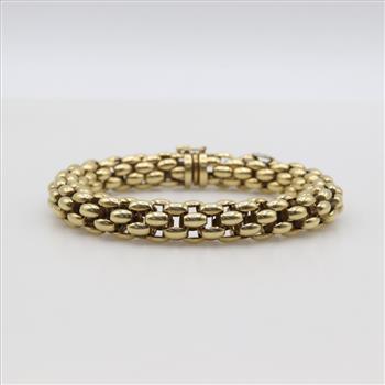 18kt GP Four Strand Panther Style Link Hollow Bracelet Evaluated By Our Certified Gemologist-AGS/GIA