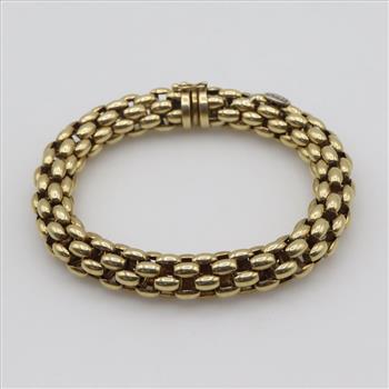 18kt GP Four Strand Panther Style Link Hollow Bracelet Evaluated By Our Certified Gemologist-AGS/GIA