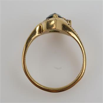 18kt GP Green And Clear Stone Class Ring