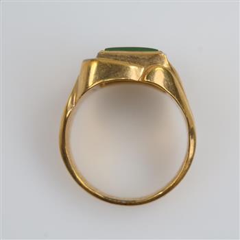 18kt GP Green Stone Clear Stone Accent Ring