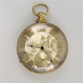 18kt GP Scenic Pocket Watch