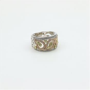 18kt Tri Color Gold Yellow And White Diamond Ring