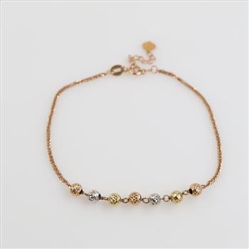 18kt Tri Colored Gold Bead Bracelet