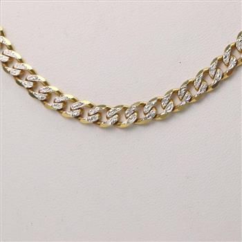 18kt Two Tone Gold Curb Link Chain Necklace-Evaluated By Our Certified Gemologist-AGS/GIA