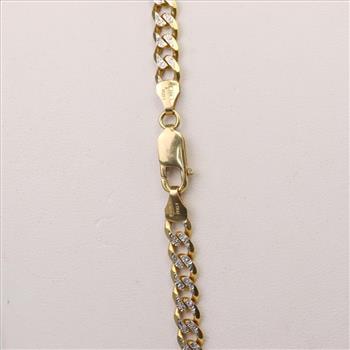 18kt Two Tone Gold Curb Link Chain Necklace-Evaluated By Our Certified Gemologist-AGS/GIA