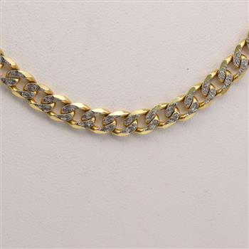 18kt Two Tone Gold Curb Link Chain Necklace-Evaluated By Our Certified Gemologist-AGS/GIA